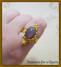 Medieval Ring - Victorian Ring - Renaissance Jewelry, Medieval Jewelry, Victorian Jewelry, Renaissance Ring, Tanzanite Opal, Glass Opal