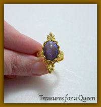 Medieval Ring - Victorian Ring - Renaissance Jewelry, Medieval Jewelry, Victorian Jewelry, Renaissance Ring, Tanzanite Opal, Glass Opal