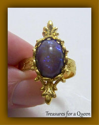 Medieval Ring - Victorian Ring - Renaissance Jewelry, Medieval Jewelry, Victorian Jewelry, Renaissance Ring, Tanzanite Opal, Glass Opal