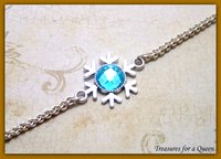 Snowflake Chainmaille Bracelet Blue Faceted Glass Winter Jewelry