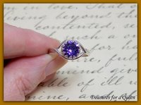 Silver Plated Tanzanite Ring, Adjustable Medieval Crown Crystal Split Shank Ring