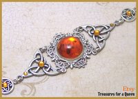 Celtic Scottish Irish Bracelet Triquetra Celtic Knot Antique Silver Faux Amber Swarovski Crystal Celtic Wedding Jewelry Victorian