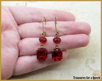 Anne Boleyn Tudor Medieval Renaissance Victorian Antique Gold Ruby Red Glass Crystal Replica Wire Dangel Chandelier Earrings