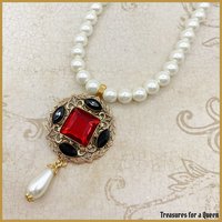 Italian Renaissance Jewelry - Eleanor of Toledo Historical Replica Filigree and Pearl Necklace