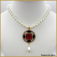 Italian Renaissance Jewelry - Eleanor of Toledo Historical Replica Filigree and Pearl Necklace