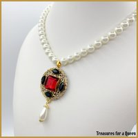 Italian Renaissance Jewelry - Eleanor of Toledo Historical Replica Filigree and Pearl Necklace