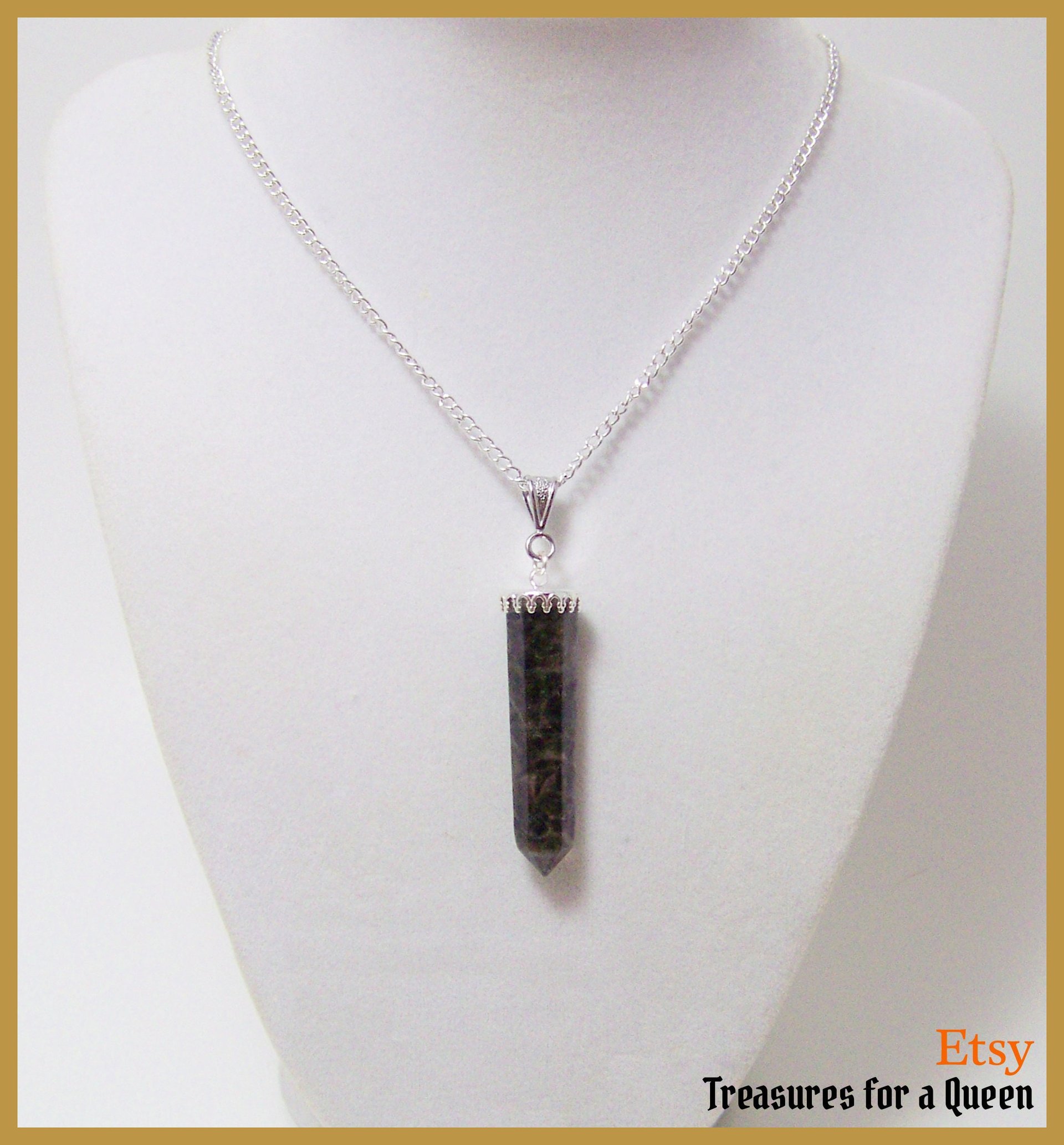 Smoky Quartz Necklace Natural Gemstone Pencil Layering Chakra Pendant