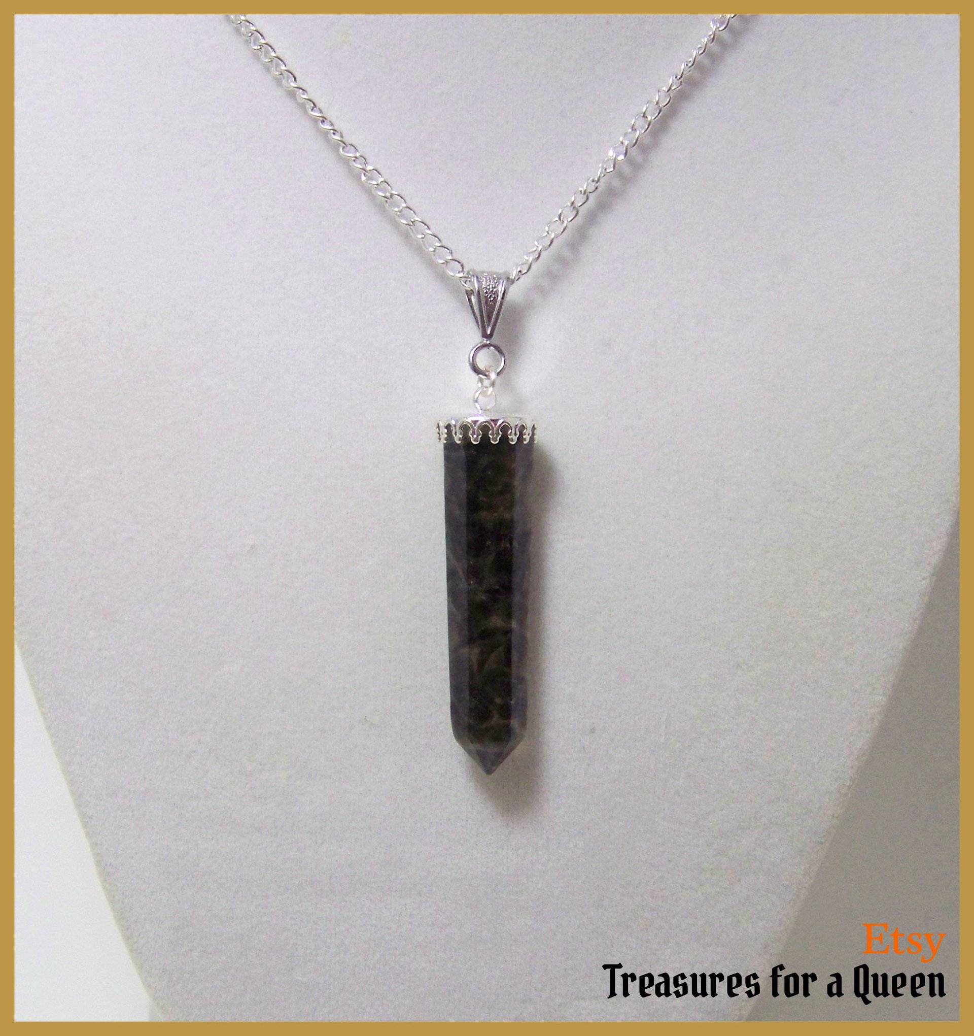 Smoky Quartz Necklace Natural Gemstone Pencil Layering Chakra Pendant