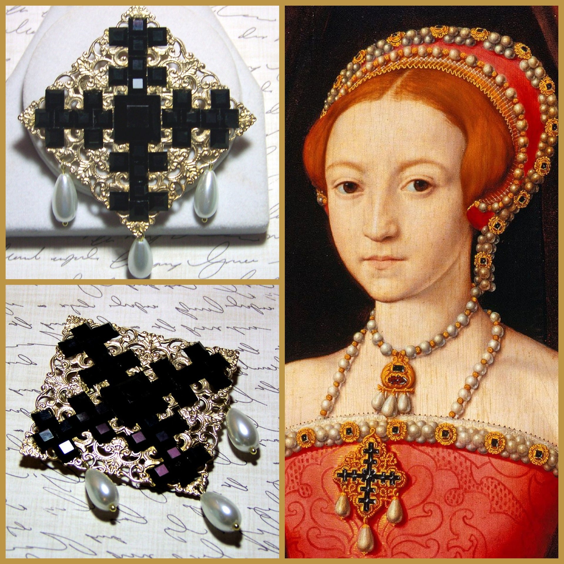 Historical Reproduction, Tudor Brooch, Medieval Brooch, Medieval Jewelry, Renaissance Jewelry, Tudor Jewelry, Elizabeth I, Elizabethan