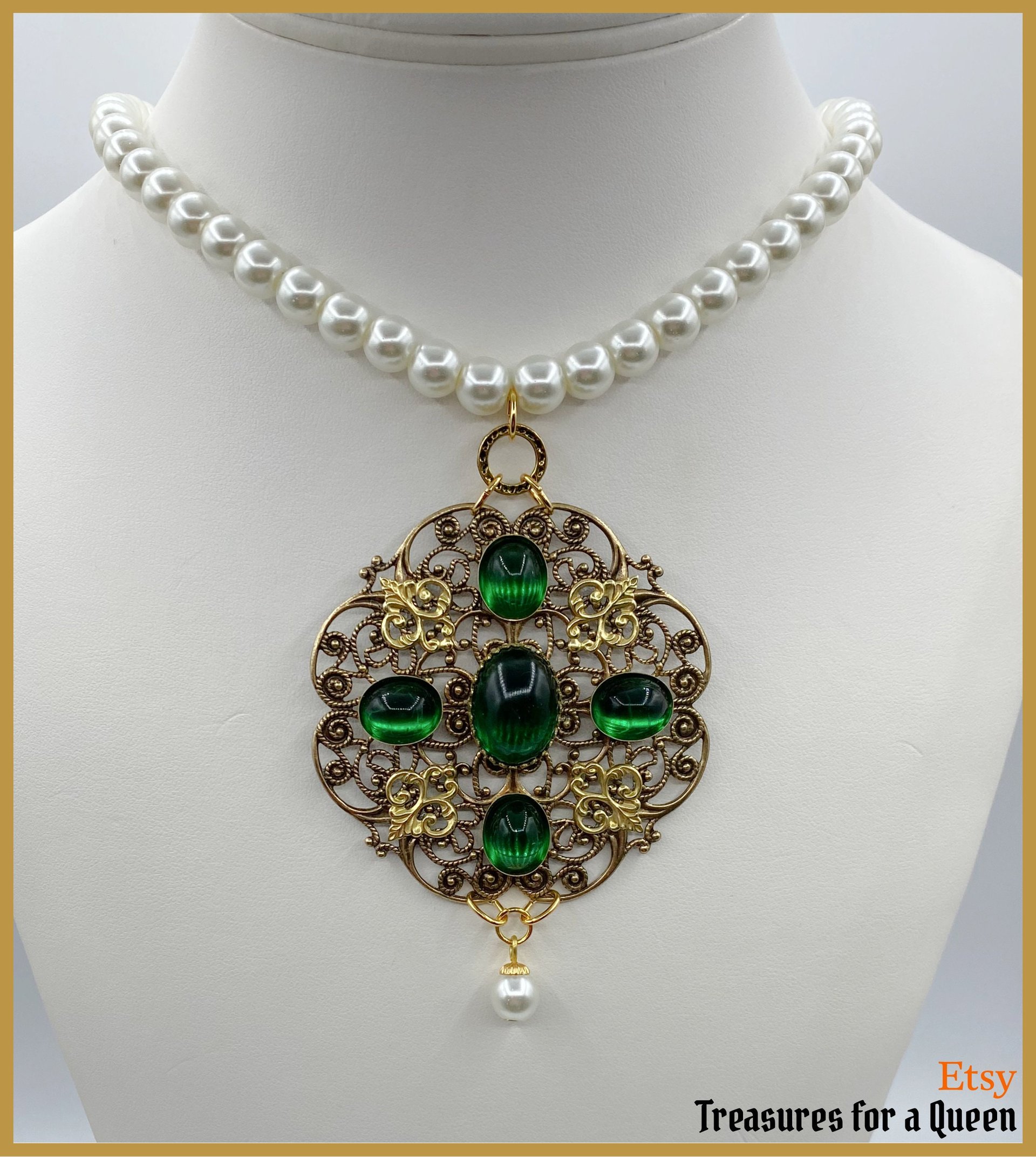 Medieval Necklace - Renaissance Necklace - Medieval Jewelry - Renaissance Jewelry, Tudor Jewelry, Tudor Necklace, Historical Replica