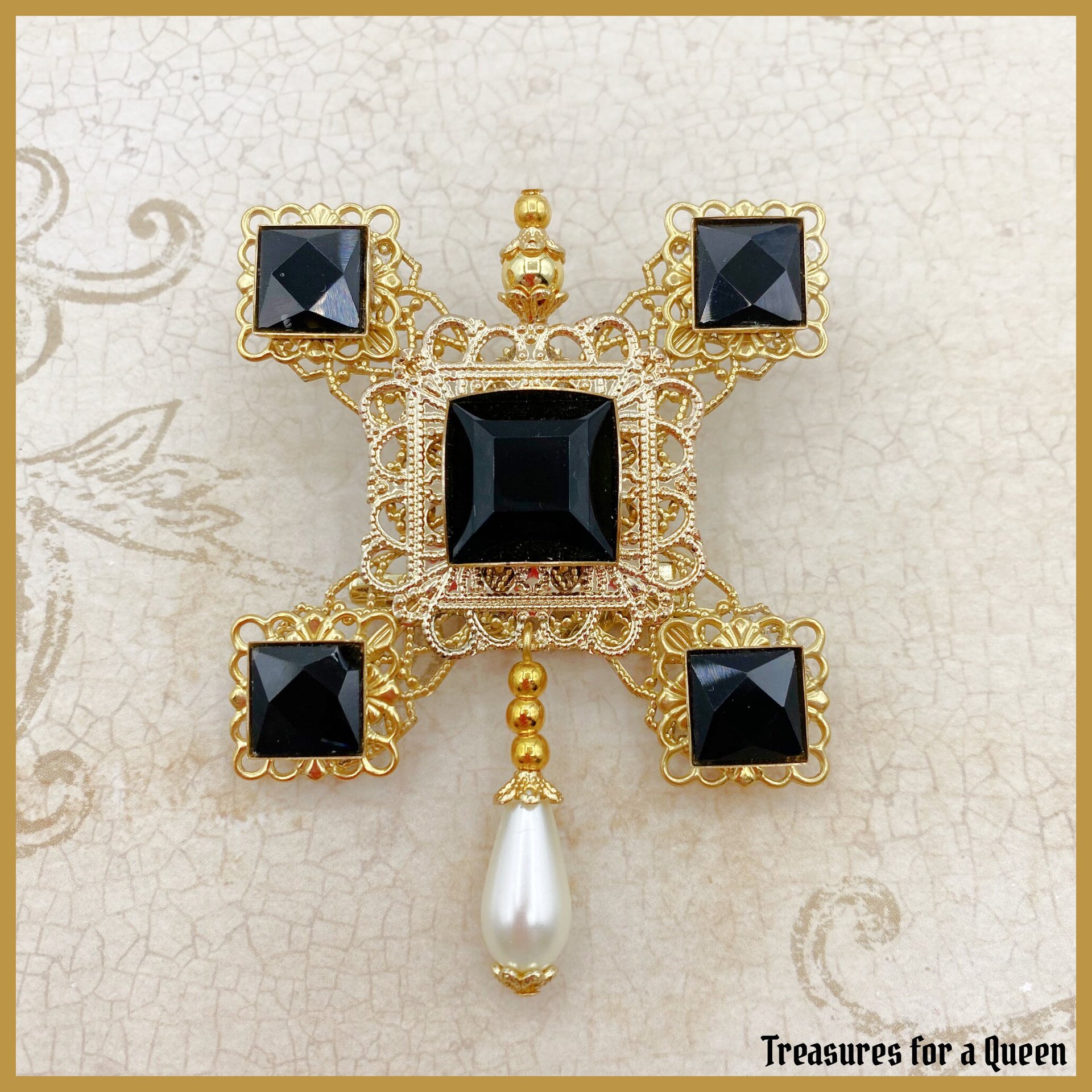 Tudor Historical Replica Brooch - Mary Tudor Medieval Jewelry Reproduction