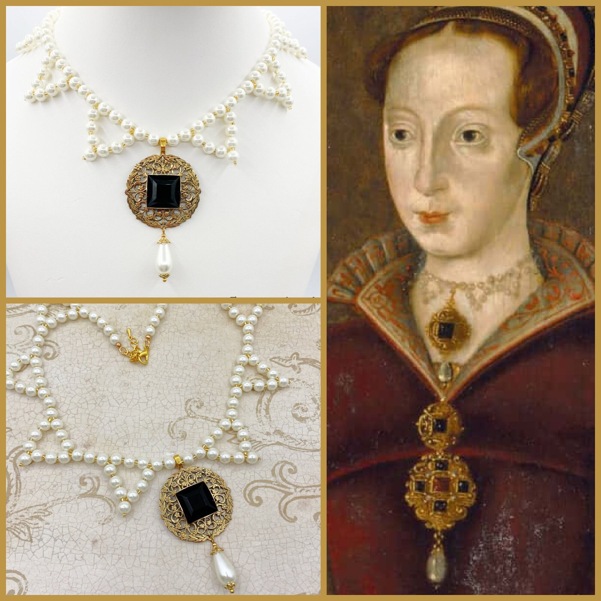 Jane Grey Tudor Necklace - Renaissance Medieval Historical Reproduction Jewelry