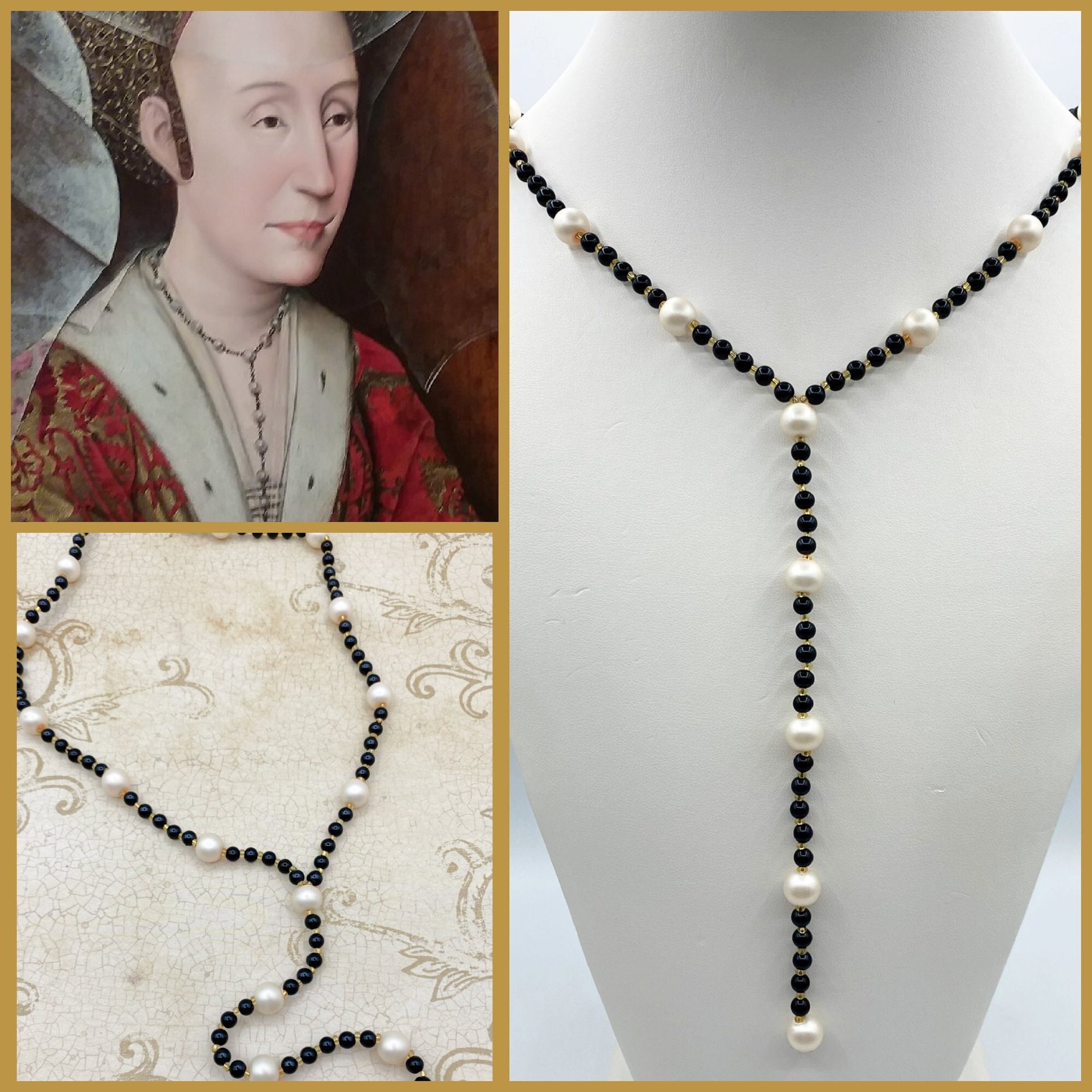 Pearl Lariat Necklace - Historical Replica Isabella of Portugal, Duchess of Burgundy