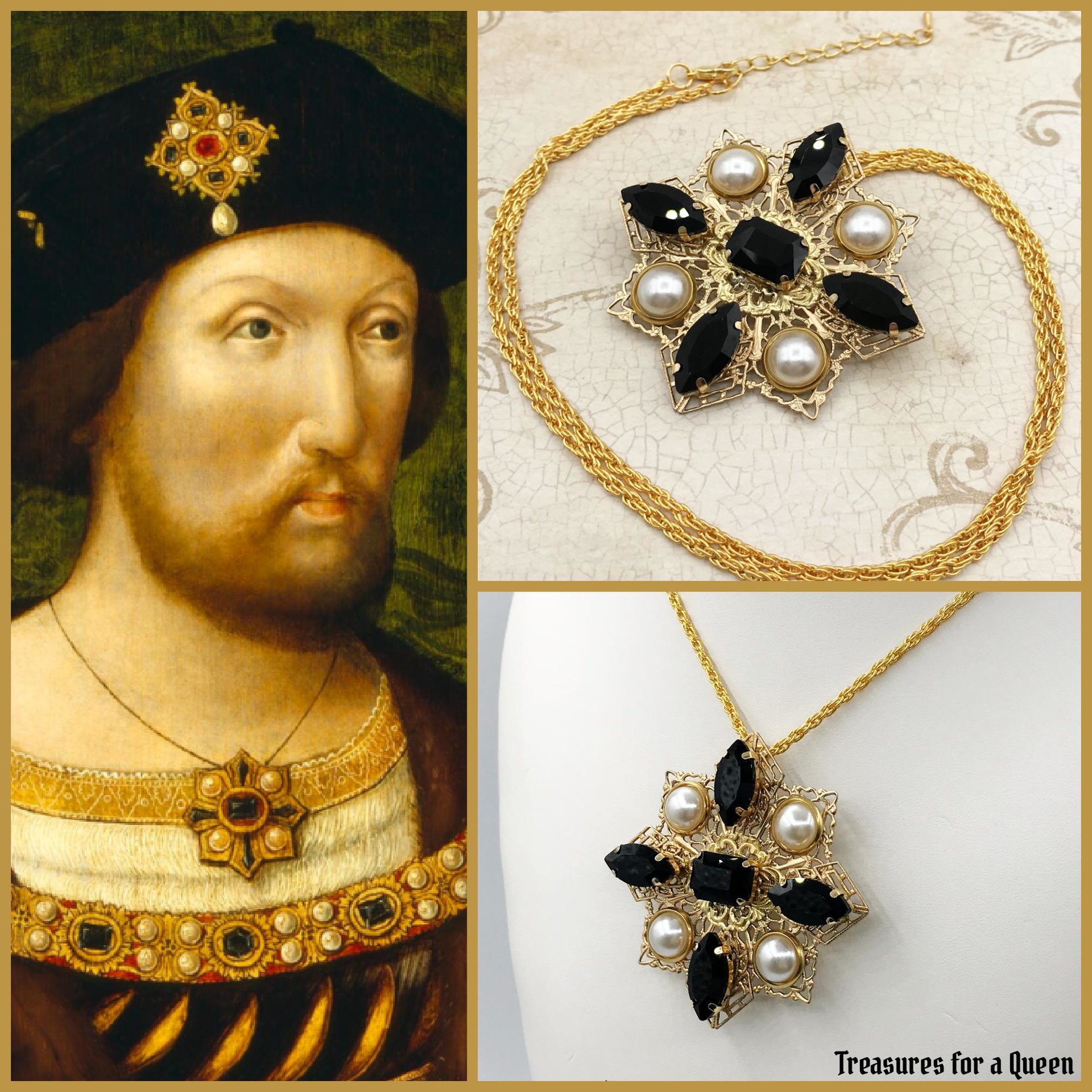 Historical Replica Necklace - King Henry VIII Portrait Tudor Reenactment Jewelry