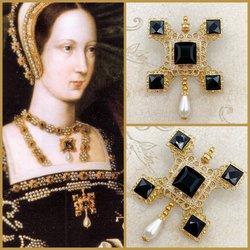 Tudor Historical Replica Brooch - Mary Tudor Medieval Jewelry Reproduction