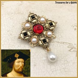 Historical Replica Brooch - King Henry VIII Portrait Hat Pin Tudor Reenactment Jewelry